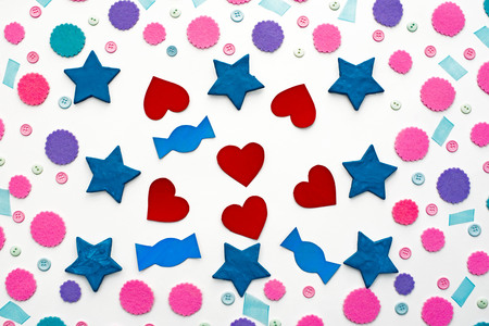 Decorative background with Bright festive confetti.の写真素材