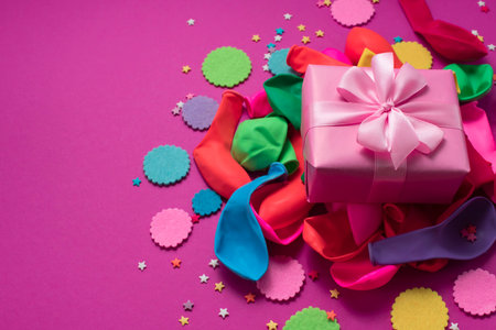 Decorative composition a set of materials for the design of the holiday. Flat lay top view Toningの写真素材