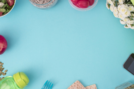 The composition of a Set of Women's accessories, cosmetic items gift cocktail. Top view of Flat lay Copy space for text.の写真素材