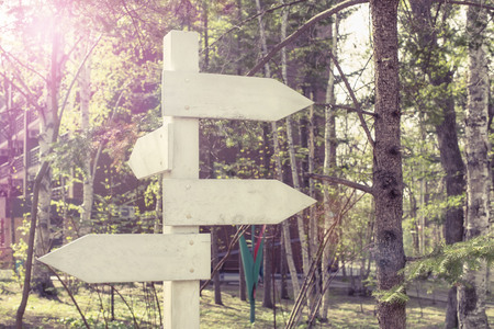 Old wooden signpost in the Park. Natural background toning glowの写真素材