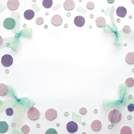 Decorative background with Bright festive confetti. The view from the top lay flat.の写真素材