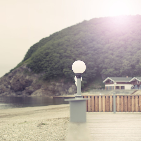 seashore summer landscape monochrome water pebble nature hill Bay. The natural background of the seaの写真素材