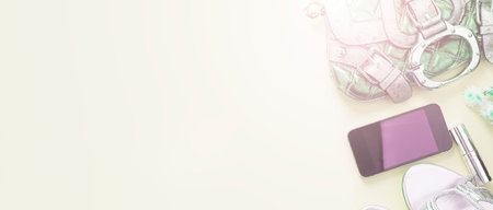 Defocus Modern fashion accessories young women shoes handbag phone gadget gift box yellow...
