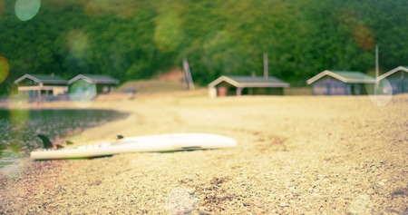 Banner Defocus seashore summer landscape monochrome water pebble nature hill Bay. The natural background of the seaの写真素材