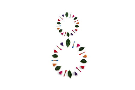 The concept of the eighth of March, a set of objects for makeup sponge. International women day