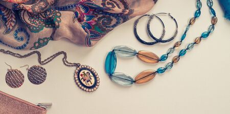 Banner Women's fashion accessories in Oriental style on a whiteの写真素材