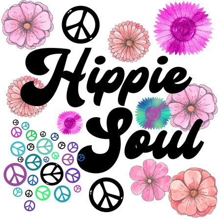 Hippie illustration with flowers and peace sign. Sublimation designの写真素材
