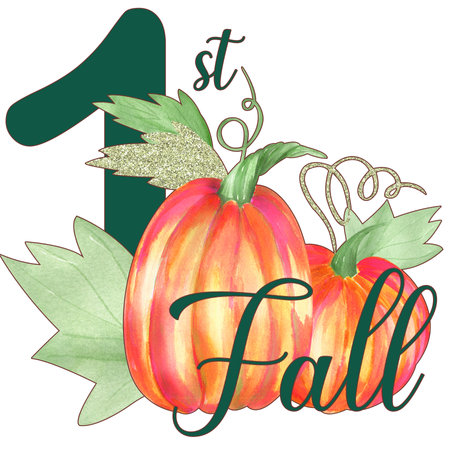 My First Fall. Autumn pumpkin illustrationの写真素材