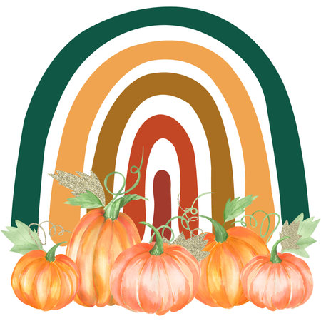 Fall pumpkin rainbow. Autumn illustrationの写真素材