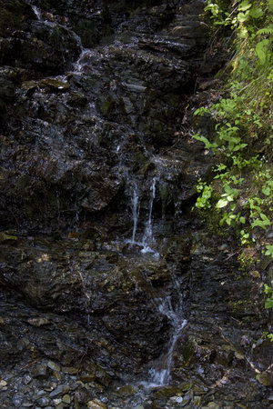 Little waterfall hiding inside the forest, Saalbach, Salzburg, Austrian Alps