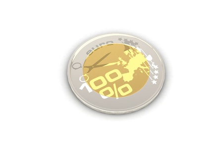 Euro coin on white backgroundの写真素材