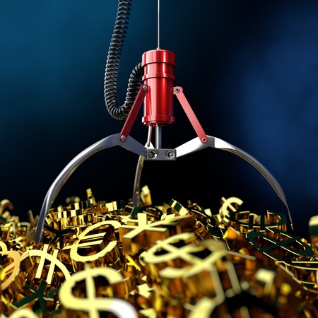 Claw grabbing currenciesの写真素材