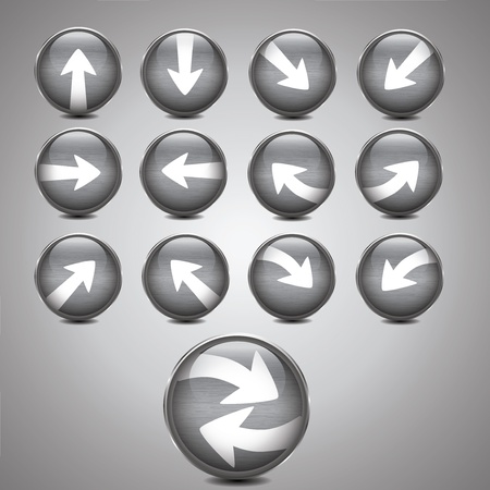 Metallic silver arrow icon setのイラスト素材