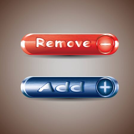 Glossy red and blue web add and remove iconsのイラスト素材