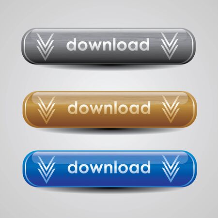 3 colours metallic download button set for websiteのイラスト素材