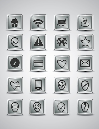 Unique silver metallic icon set for your webpageのイラスト素材