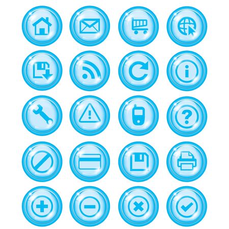 Glossy shiny blue icon set for web websites のイラスト素材