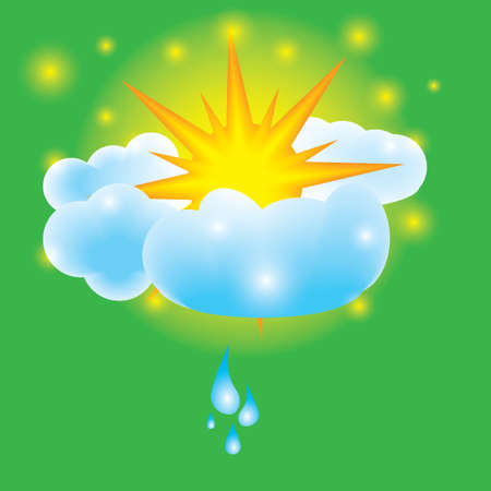 Summer design elements sun clouds and water dropsのイラスト素材