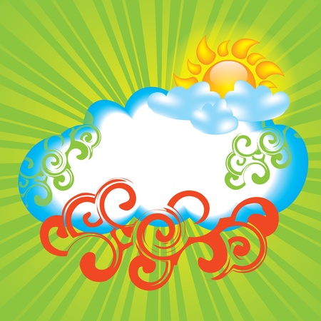 Summer background with sun and cloudのイラスト素材