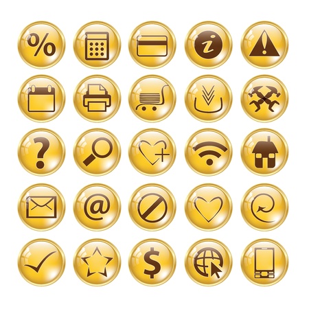 Glossy gold icon set for web websitesのイラスト素材