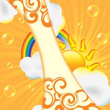 Abstract summer design background with sunのイラスト素材