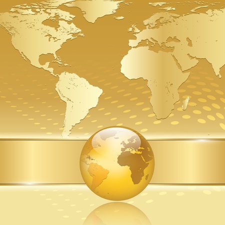 Abstract gold business background with earth mapのイラスト素材