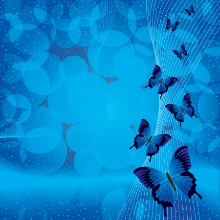 Blue background with butterflyのイラスト素材