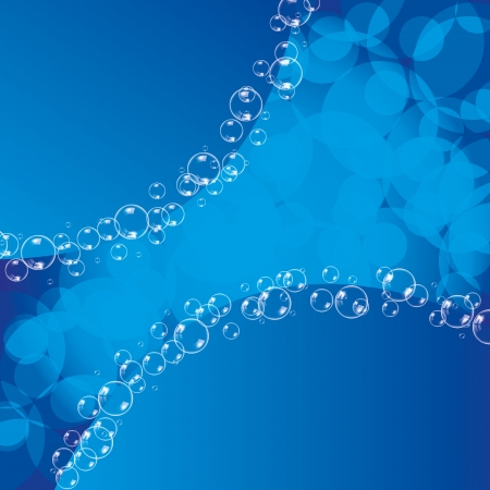 Blue background with ransparent bubbles illustration のイラスト素材