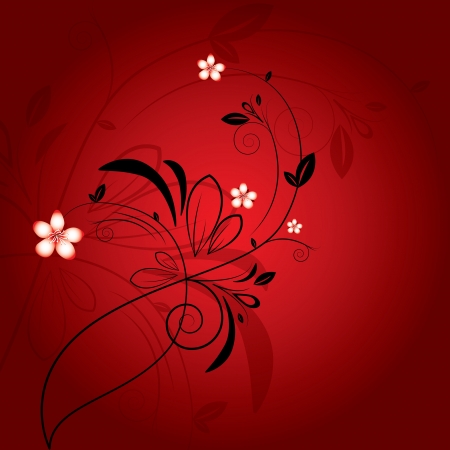 Abstract beautiful flowers creative design red blackのイラスト素材