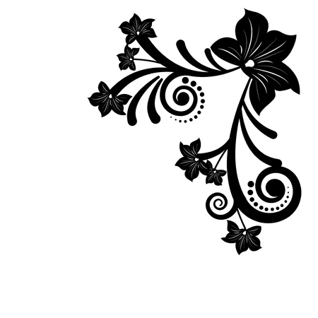 Abstract beautiful flowers creative design blackのイラスト素材