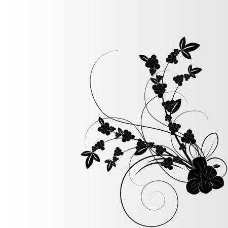 Abstract beautiful flowers creative design blackのイラスト素材