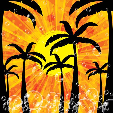Summer tropical holiday background with palmsのイラスト素材