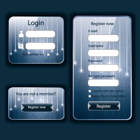 Modern tech blue web card login form のイラスト素材
