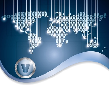 Abstract blue business background with earth mapのイラスト素材