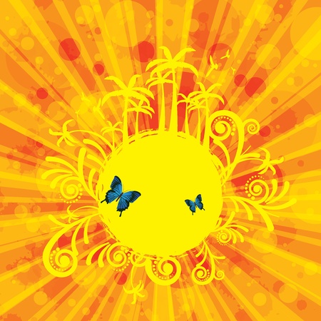 Summer tropical holiday background with palmsのイラスト素材