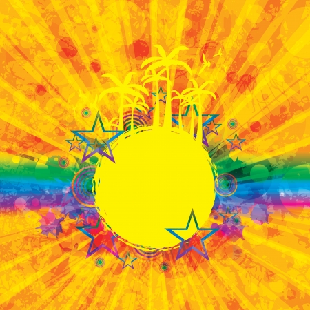 Colorful summer background with rainbowのイラスト素材
