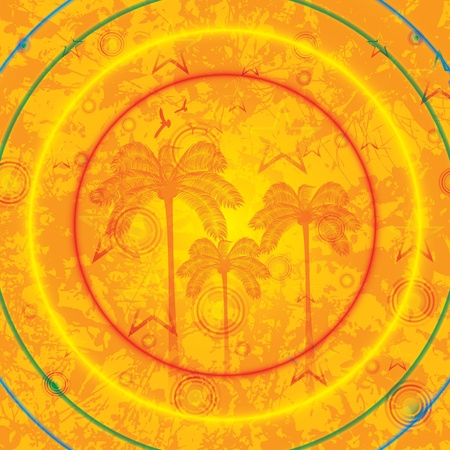 Summer tropical holiday background with palmsのイラスト素材