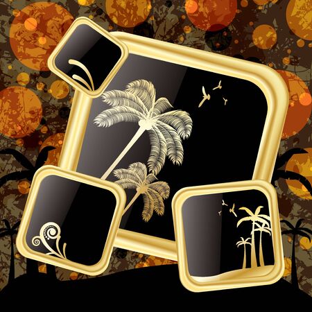 Orange grunge background with photoframesのイラスト素材