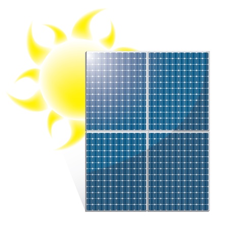 Solar panel with sunのイラスト素材