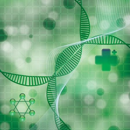 Abstract molecule DNA green backgroundのイラスト素材