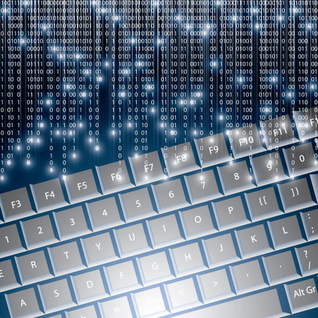 llustration of high tech keyboard with binary number のイラスト素材