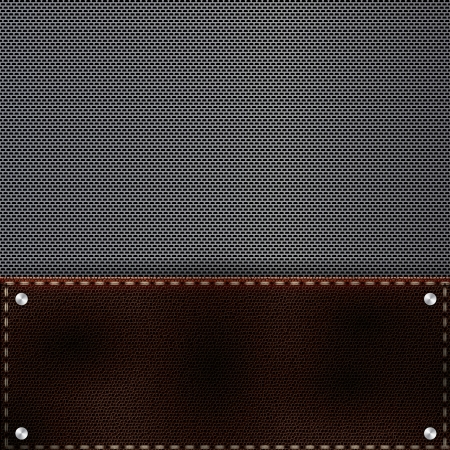Brown leather and metal grid background and rivetsのイラスト素材