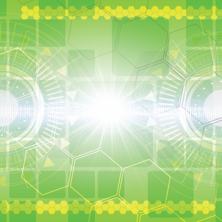 Green abstract tech background on black backgroundのイラスト素材