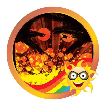 Summer sunset template backgroundのイラスト素材