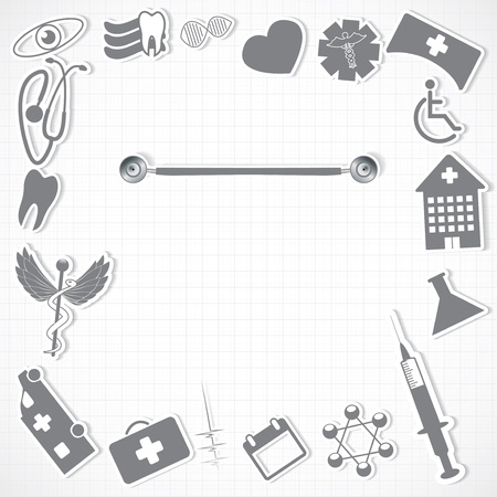 Abstract medical icons background white silver gridのイラスト素材