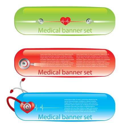 Set of medical banners or website headers 3 colorsのイラスト素材