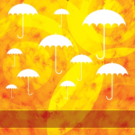 Autumn background with leaves and umbrella のイラスト素材
