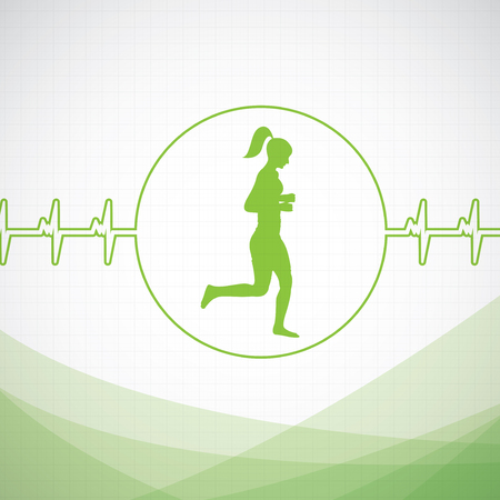 Woman running medical background のイラスト素材