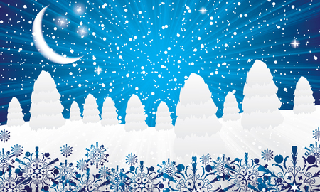 Abstract winter night blue background with pine のイラスト素材