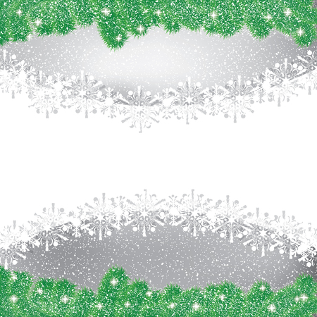 Abstract winter green pine snowflakes background のイラスト素材